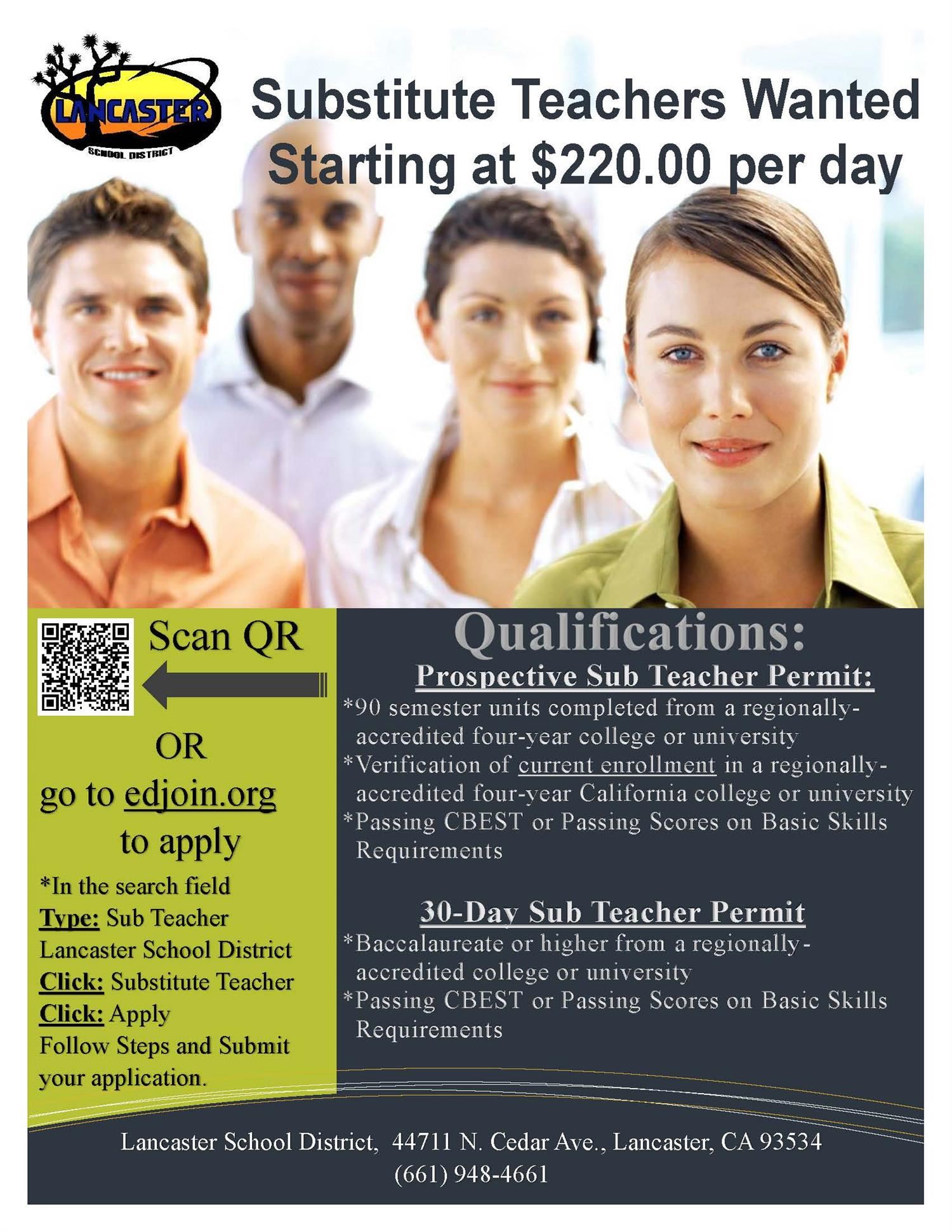  Substitute Teachers Wanted